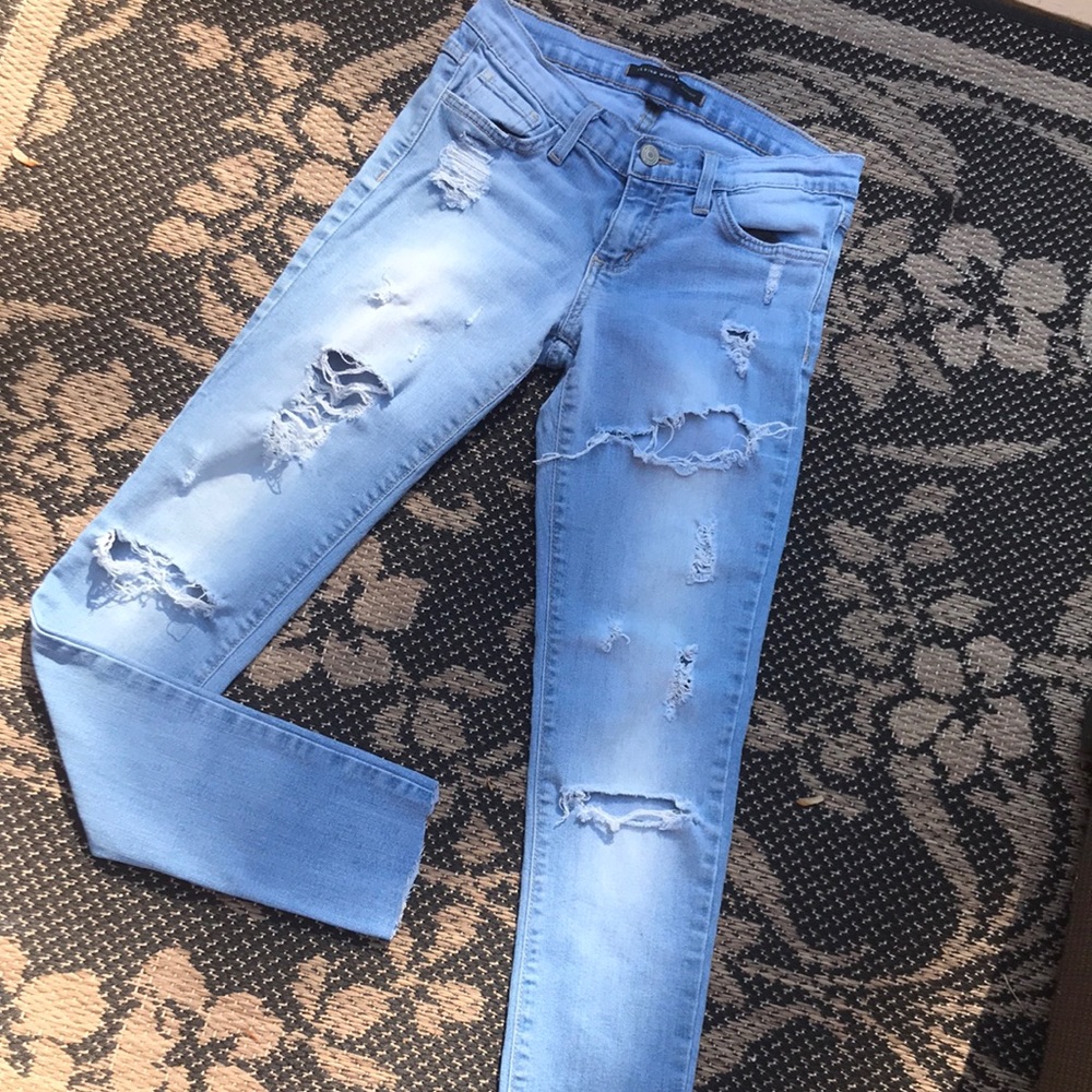 Flying Monkey Women Skinny Distressed Light Blue Jeans